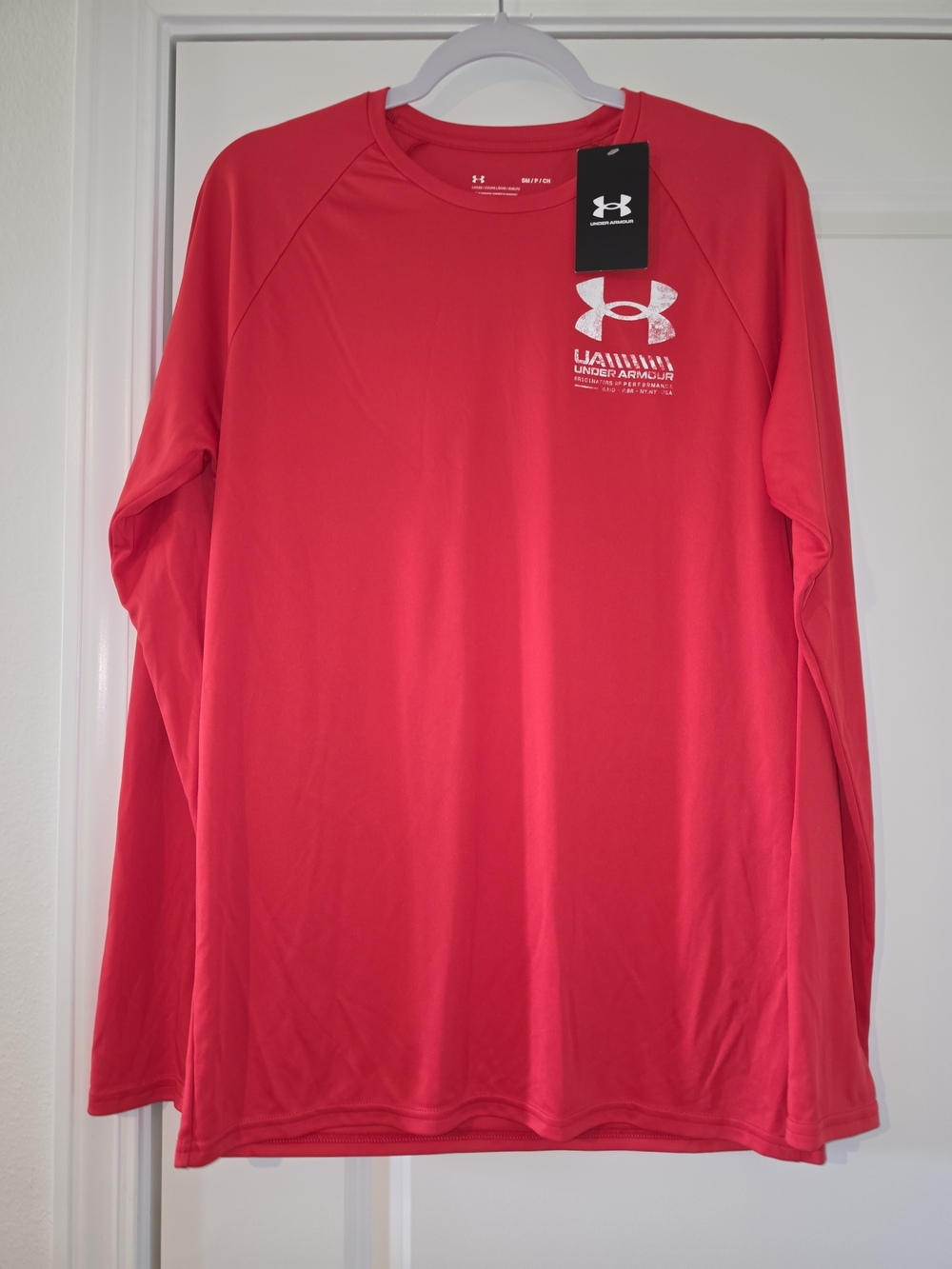 Under Armour Men’s Long Sleeve Performance Tee - Red with White Logo